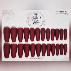 Heather & Thistle Luxe Press-On Nails - Merlot Dreams - Long Coffin